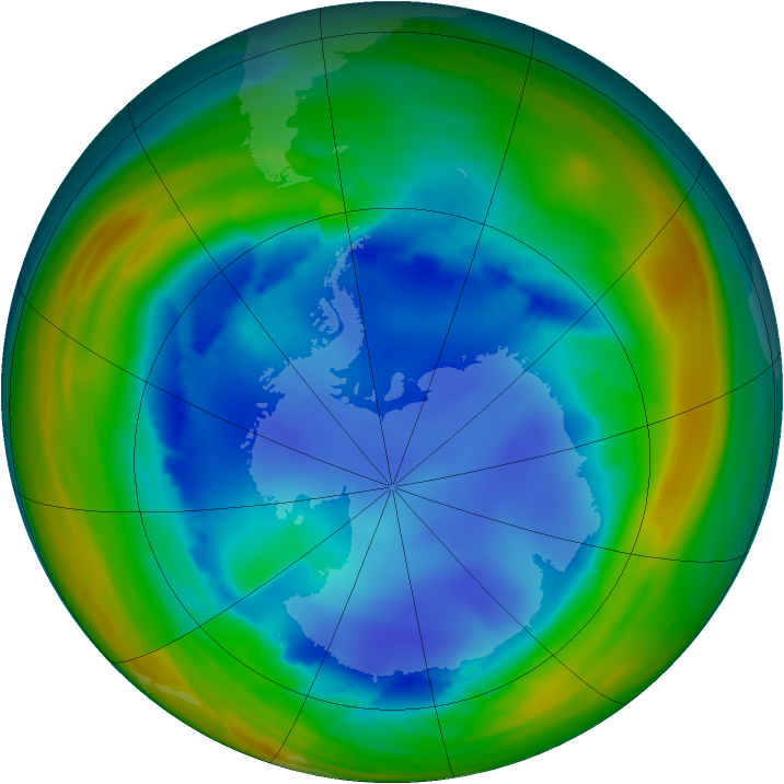 Antarctic ozone map for 10 August 2005